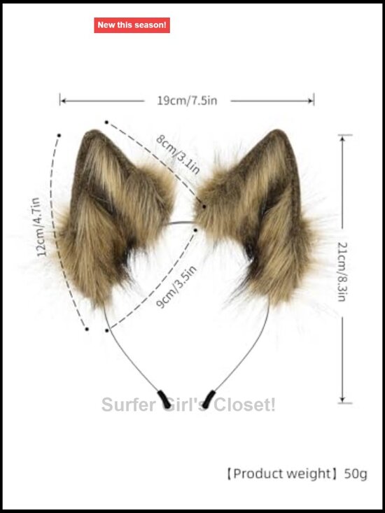 Faux Fur Cat Fox Ears Headband Costume Accessory for Adults Halloween Cosplay